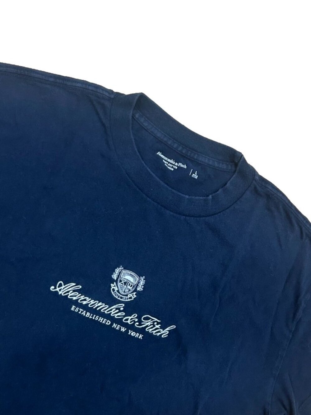 Abercrombie & Fitch Mens Navy Blue Embroidered Logo Tee Size Large